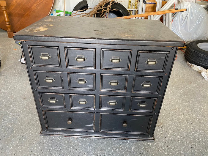 Thomasville "Urban Retreat" Black, Distressed Wood Unique Chest of Drawers