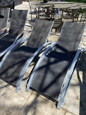 2 INSTYLE OUTDOOR Black Bryant Contoured Sling Chaise Lounge