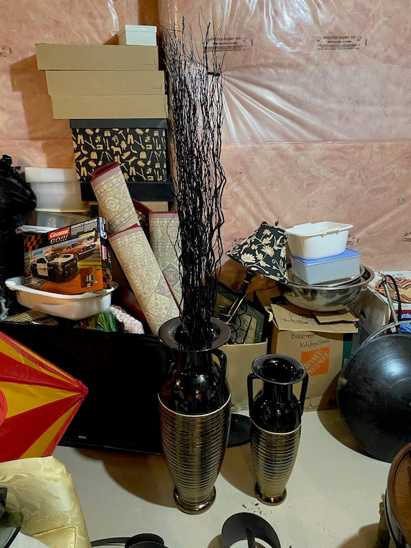 Pair of Black Floor Vases