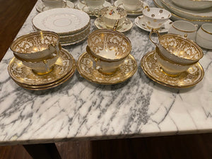 6 Aynsley Bone China 'Gold' Cups & Saucers- 7949