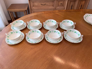 8 Royal Crown Derby Medway/Burford A814 Soup Bowls and Saucers