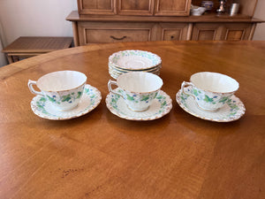 3 Royal Crown Derby Medway/Burford A814 Cups and Saucers (+ 7 extra saucers)