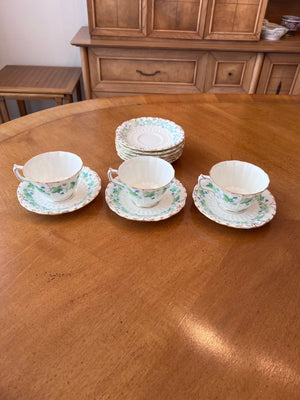 3 Royal Crown Derby Medway/Burford A814 Cups and Saucers (+ 7 extra saucers)
