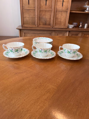 3 Royal Crown Derby Medway/Burford A814 Cups and Saucers (+ 7 extra saucers)