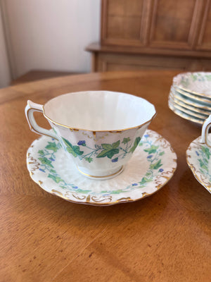 3 Royal Crown Derby Medway/Burford A814 Cups and Saucers (+ 7 extra saucers)