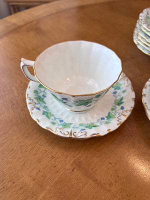 3 Royal Crown Derby Medway/Burford A814 Cups and Saucers (+ 7 extra saucers)