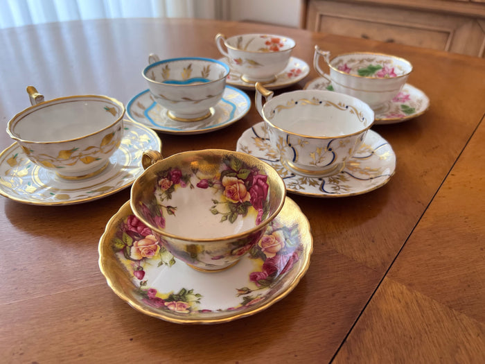 6 Royal Chelsea England Cups and Saucers