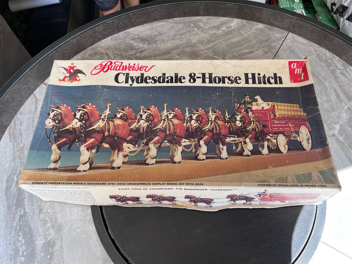 AMT BUDWEISER CLYDESDALE 8 HORSE HITCH WAGON MODEL 7702 1/20 SCALE 30"