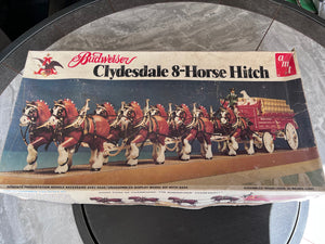 AMT BUDWEISER CLYDESDALE 8 HORSE HITCH WAGON MODEL 7702 1/20 SCALE 30"