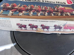 AMT BUDWEISER CLYDESDALE 8 HORSE HITCH WAGON MODEL 7702 1/20 SCALE 30"