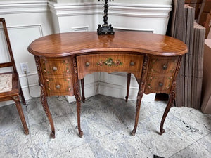 Antique Kidney Shaped Writing Desk, with Hand Painted Floral Design