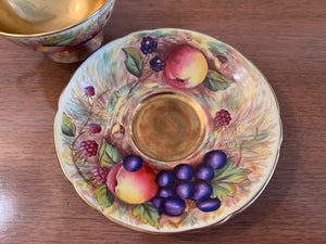 Aynsley 'Orchard Gold' Large Tea Cup and Saucer Signed 'N.Brunt'