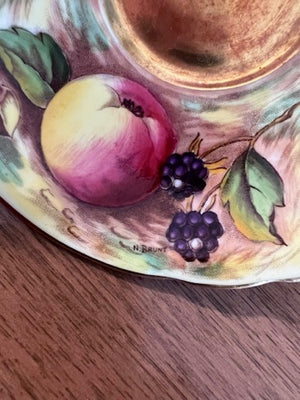Aynsley 'Orchard Gold' Large Tea Cup and Saucer Signed 'N.Brunt'