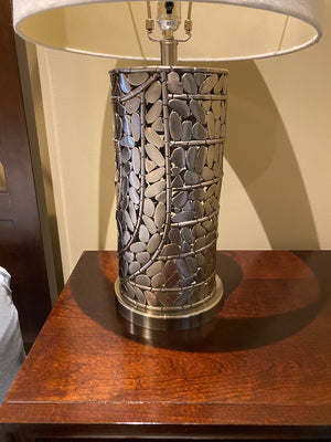Pair of Silver Table Lamps with White Shades