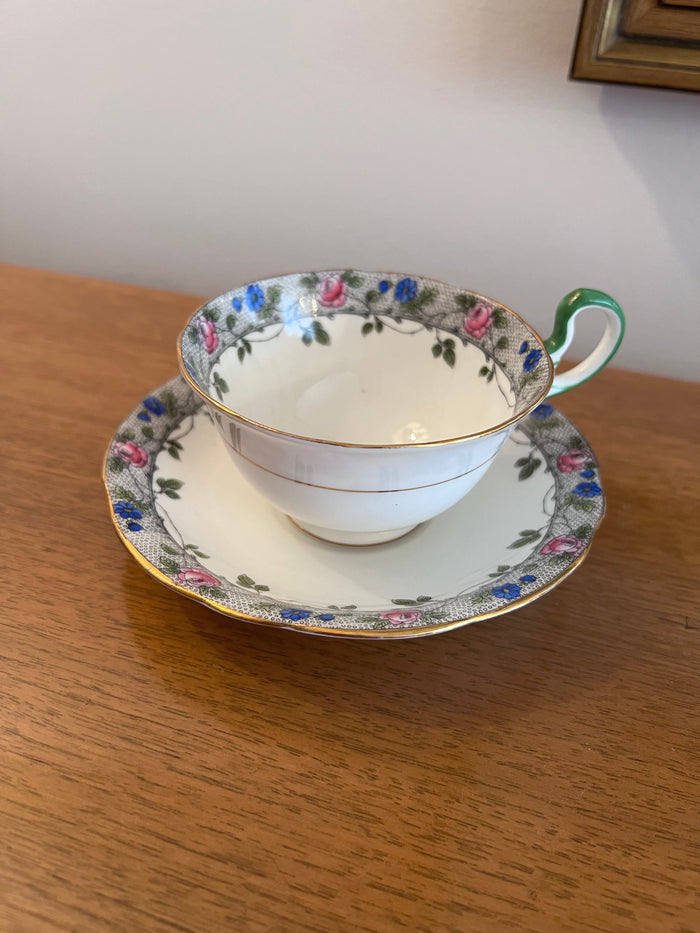 Aynsley Floral Border Cup and Saucer H338