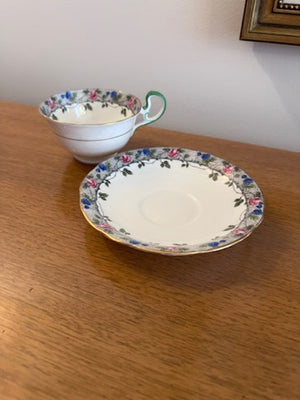 Aynsley Floral Border Cup and Saucer H338