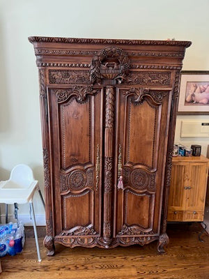 Beautiful Carved Solid Wood Armoire