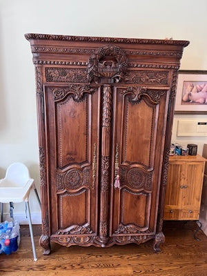 Beautiful Carved Solid Wood Armoire