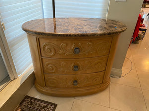 Henredon Oval Marble Top 3 Drawer Cabinet