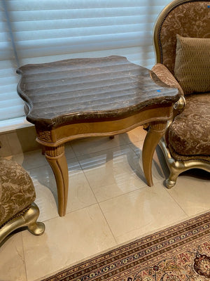 Henredon Marble Side Table, Wood Base # 1