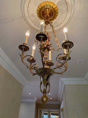 Brass Chandelier with 6 Lights