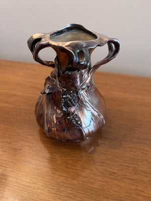 Art Nouveau Sterling Silver Deposit Over Porcelain Vase