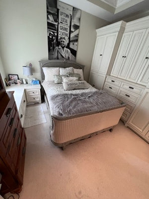 Beautiful Wood/Upholstered Queen Bed Frame
