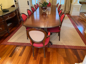 12 Red French Louis XVI Style Dining Chairs (*table not for sale)