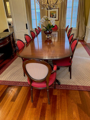 12 Red French Louis XVI Style Dining Chairs (*table not for sale)