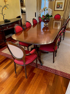 12 Red French Louis XVI Style Dining Chairs (*table not for sale)