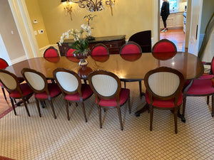 12 Red French Louis XVI Style Dining Chairs (*table not for sale)
