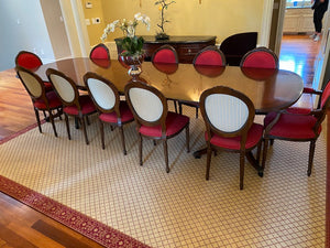 12 Red French Louis XVI Style Dining Chairs (*table not for sale)