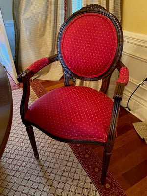 12 Red French Louis XVI Style Dining Chairs (*table not for sale)