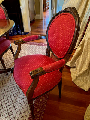 12 Red French Louis XVI Style Dining Chairs (*table not for sale)