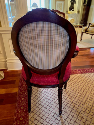 12 Red French Louis XVI Style Dining Chairs (*table not for sale)