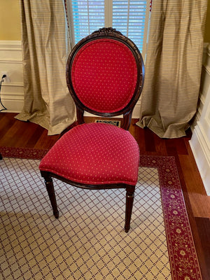 12 Red French Louis XVI Style Dining Chairs (*table not for sale)