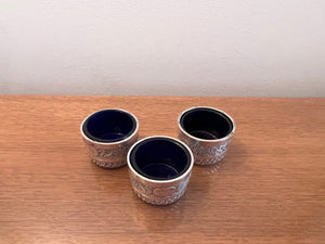 3 Embossed Sterling Silver Small Candle Holders
