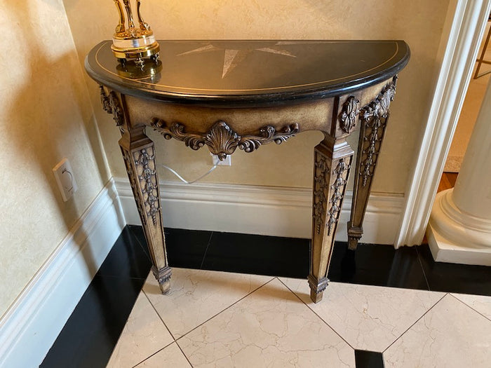 Beautiful demilune marble top console table