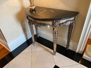 Beautiful demilune marble top console table