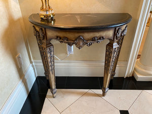 Beautiful demilune marble top console table