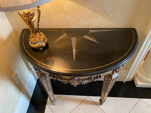 Beautiful demilune marble top console table