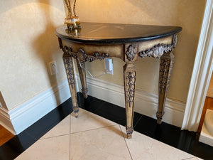 Beautiful demilune marble top console table