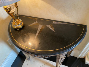 Beautiful demilune marble top console table