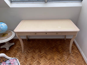 Vintage Light Maple Wood with Leather Inlay Executive Desk
