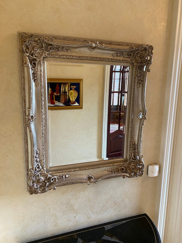 Ornate Silver Framed Wall Mirror