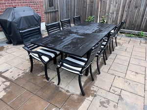 'Insideout' Patio Dining Table + 8 Chairs, with Sunbrella Cushions (Retail $5,500)