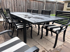 'Insideout' Patio Dining Table + 8 Chairs, with Sunbrella Cushions (Retail $5,500)