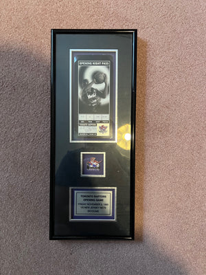 1995 Toronto Raptors Inaugural Season First NBA Game Ticket Framed + Lapel Pin