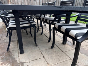 'Insideout' Patio Dining Table + 8 Chairs, with Sunbrella Cushions (Retail $5,500)