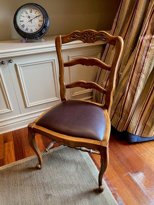 Antique Wood & Leather Side Chair